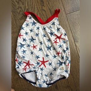 Moncler Red and White Swimwear